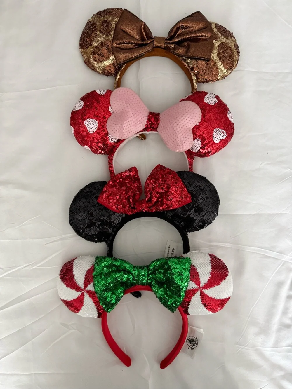 Disney Minnie Ear Headbands - Red, Green, Black, Gold, Pink, and black